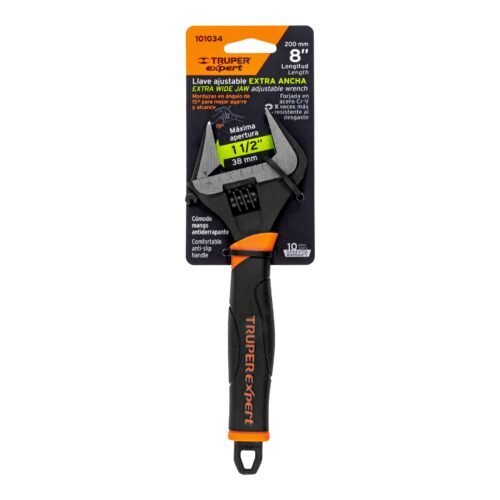 101034 - Llave ajustable (perico) 8" boca ancha Comfort Grip, Expert