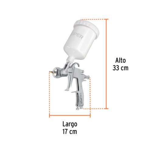 101091.1 101091 - Pistola p/pintar gravedad LVLP vaso plástico, 1.7 mm, Truper