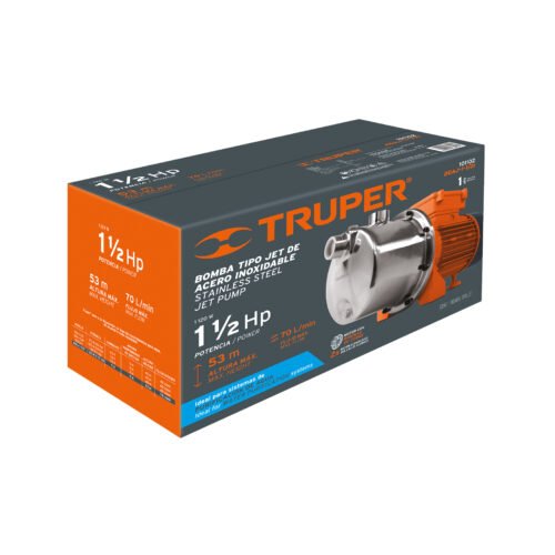 101102 - Bomba tipo jet, cabezal de acero inoxidable,1-1/2 HP, TRUPER