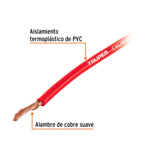 101089 - Carrete con 12 m de cable primario rojo calibre 18, Truper