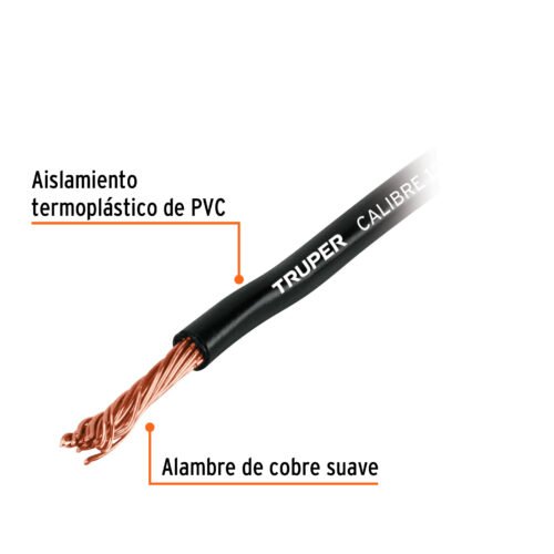 101122 - Carrete con 9 m de cable primario negro calibre 16, Truper