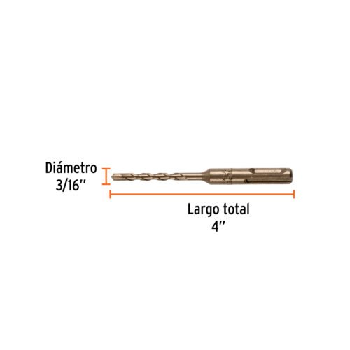 101142 - Broca SDS Plus 3/16 x 4", Truper