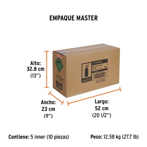 101172.6 101172 - Extintor portátil recargable 0.5 kg, polvo tipo ABC, Truper