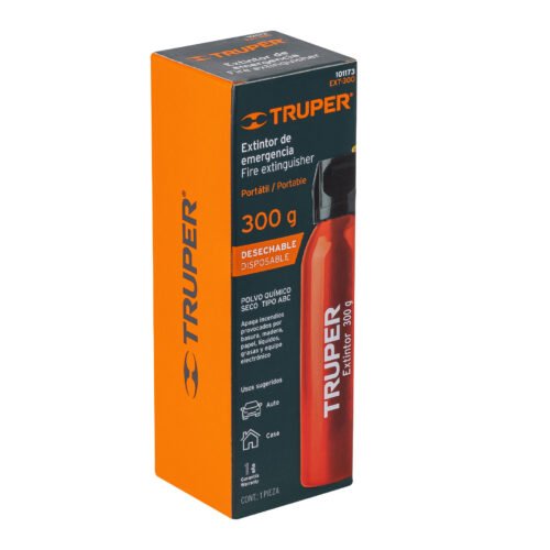 101173 - Extintor portátil desechable 300 g, polvo tipo ABC, Truper