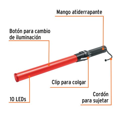 101219 - Bastón luminoso de 53 cm con luz LED y clip para cinturón
