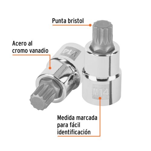 101246 - Dado punta corta bristol M14, cuadro 1/2", Truper