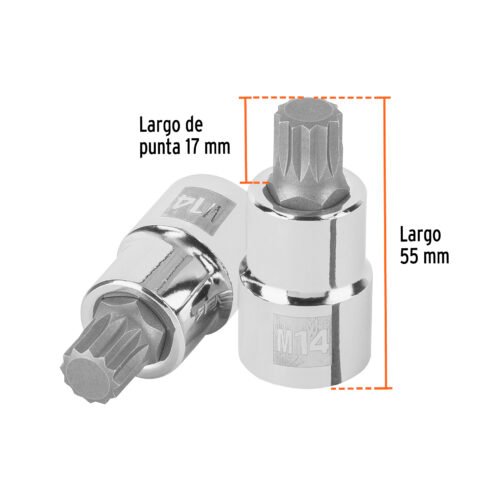 101246 - Dado punta corta bristol M14, cuadro 1/2", Truper