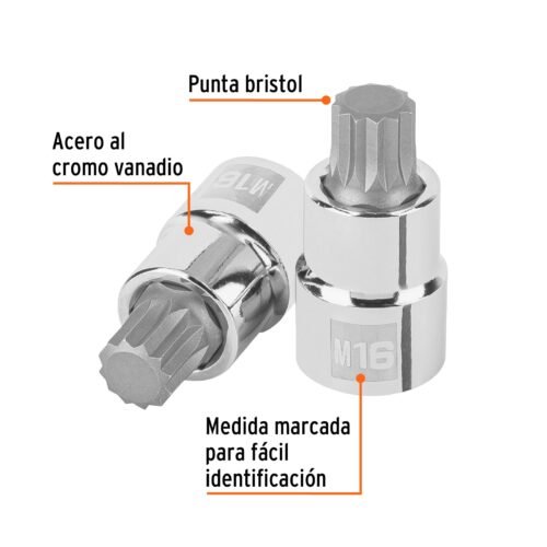 101247.1 101247 - Dado punta corta bristol M16, cuadro 1/2", Truper