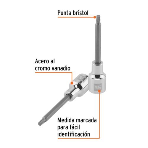 101248.1 101248 - Dado punta larga bristol M5, cuadro 1/2", Truper
