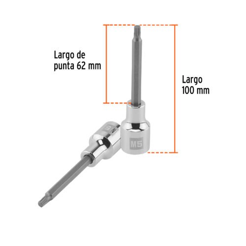 101248.2 101248 - Dado punta larga bristol M5, cuadro 1/2", Truper