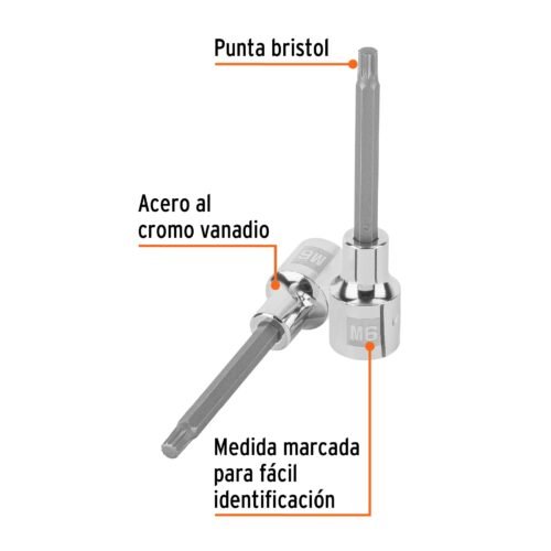 101249.1 101249 - Dado punta larga bristol M6, cuadro 1/2", Truper