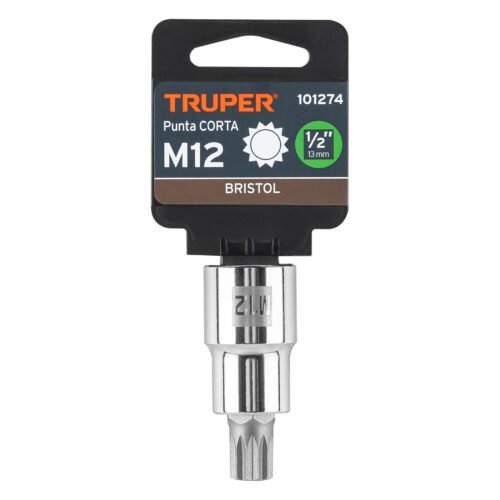 101274 - Dado punta corta bristol M12, cuadro 1/2", Truper