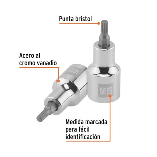 101292 - Dado punta corta bristol M5, cuadro 1/2", Truper