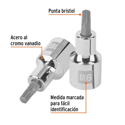 101293 - Dado punta corta bristol M6, cuadro 1/2", Truper