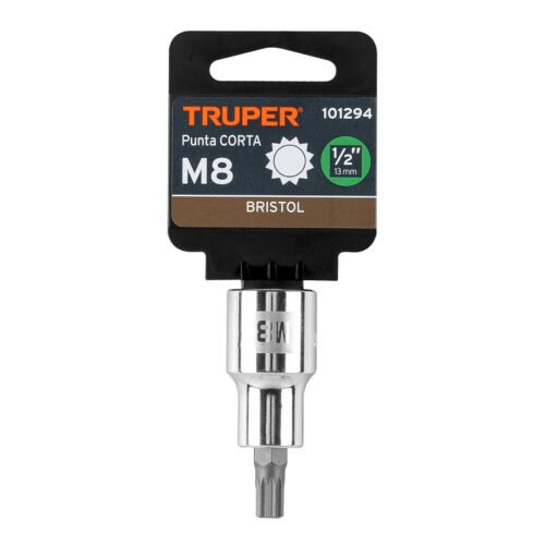 101294 - Dado punta corta bristol M8, cuadro 1/2", Truper