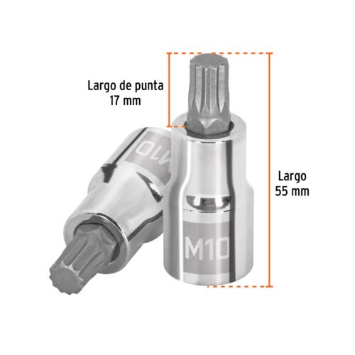 101295 - Dado punta corta bristol M10, cuadro 1/2", Truper