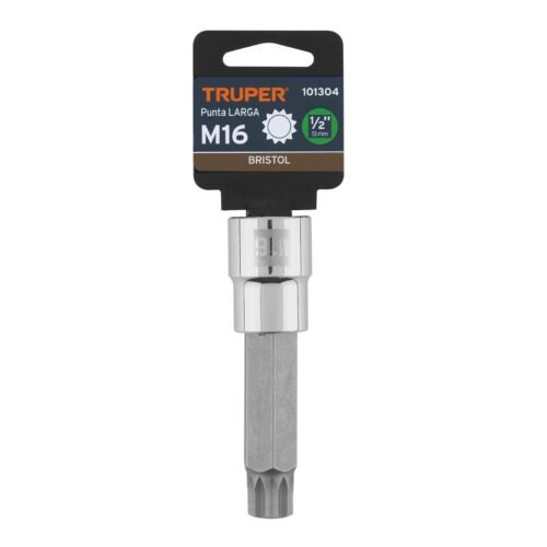 101304.3 101304 - Dado punta larga bristol M16, cuadro 1/2", Truper