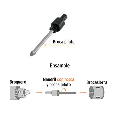 101390.1 101390 - Mandril para brocasierra diamante con rosca 3/8", Truper