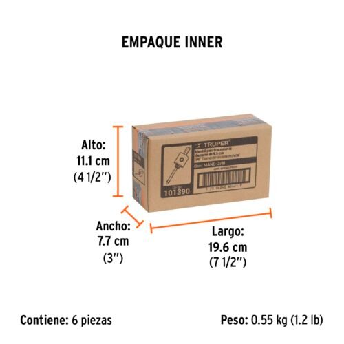 101390.3 101390 - Mandril para brocasierra diamante con rosca 3/8", Truper