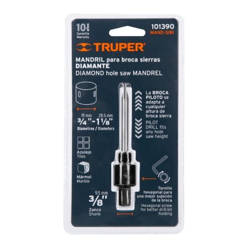 101390.5 101390 - Mandril para brocasierra diamante con rosca 3/8", Truper