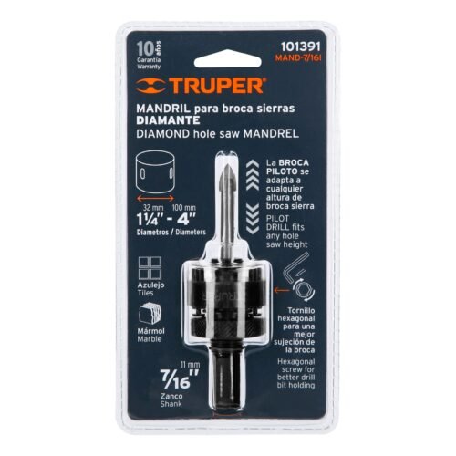 101391 - Mandril para brocasierra diamante con rosca 7/16", Truper