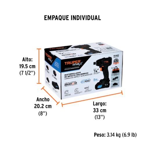 101402 - Destornillador de impacto, 20V, 2 baterías 2Ah, MAX