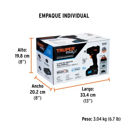 101403 - Llave de impacto 1/2", 20V, 155 lb/ft, 1 batería 4Ah, MAX