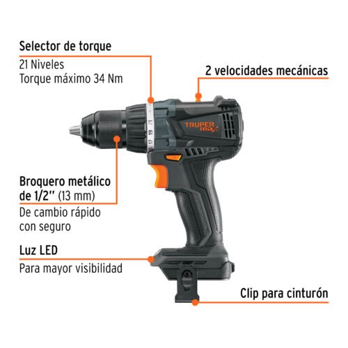 101404 - Taladro 1/2", 20V, sin accesorios, MAX