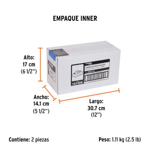 101408 - Cargador de baterías de ion litio 20V, TRUPER MAX