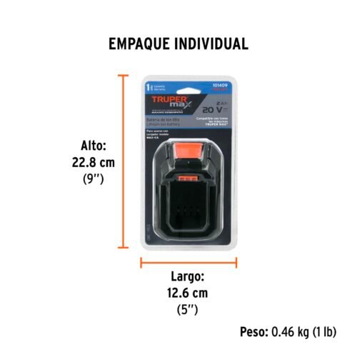 101409 - Batería ion litio, 20V, 2 Ah, TRUPER MAX