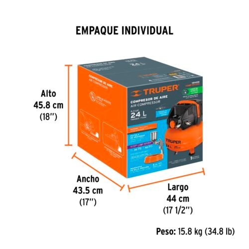 101428.3 101428 - Kit Compresor s/aceite,24L,mang. y pistola grav,127V, TRUPER