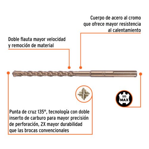 101435 - Broca SDS Max de 3/4 x 13", Truper