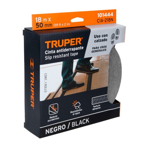101444 - Rollo de 18m de cinta antiderrapante negra 50mm con abrasivo