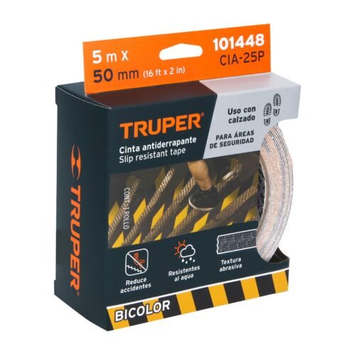 101448 - Rollo 5 m de cinta antiderrapante ama/negra 50mm c/abrasivo