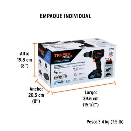 101453 - Rotomartillo 1/2", 20V, 2 baterías 2Ah, MAX