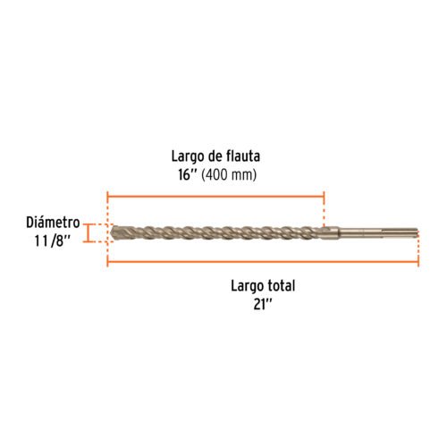 101464 - Broca SDS Ma x de 1-1/8 x 21", Truper