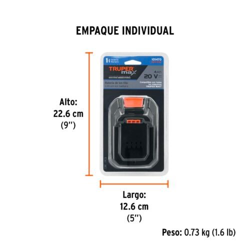 101470 - Batería ion litio, 20V, 4 Ah, TRUPER MAX