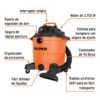 101509 - Aspiradora de sólidos y líquidos, 12 gal, plástica, Truper