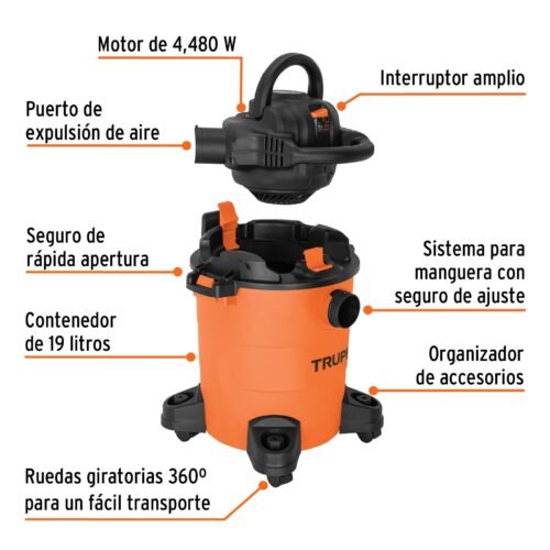 101521 - Aspiradora sólidos y líquidos, 5 gal, soplador desmontable