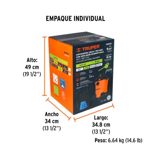 101521 - Aspiradora sólidos y líquidos, 5 gal, soplador desmontable