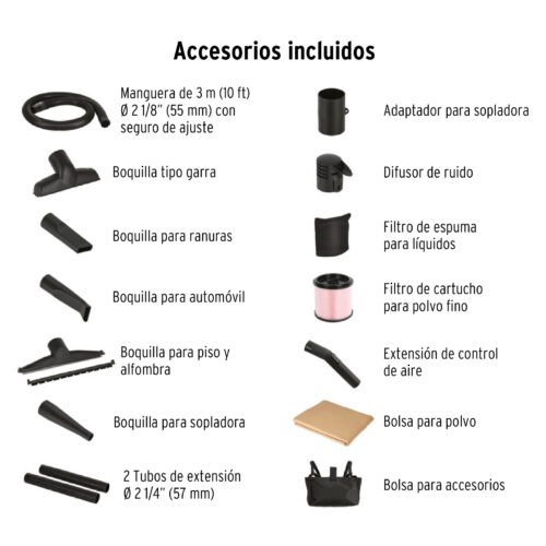 101522 - Aspiradora sólidos y líquidos, 16 gal, soplador desmontable
