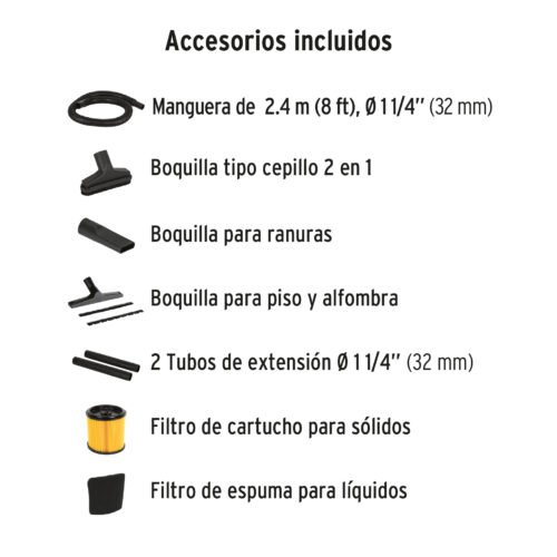101523 - Aspiradora de sólidos y líquidos, 5 gal, acero inox, Truper
