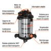 101525 - Aspiradora de sólidos y líquidos, 16 gal, acero inox, Truper