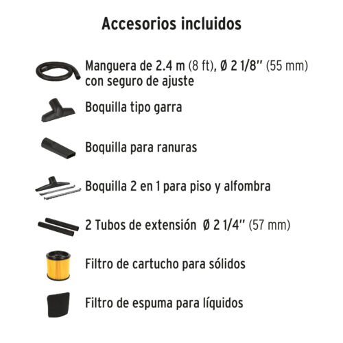 101525 - Aspiradora de sólidos y líquidos, 16 gal, acero inox, Truper