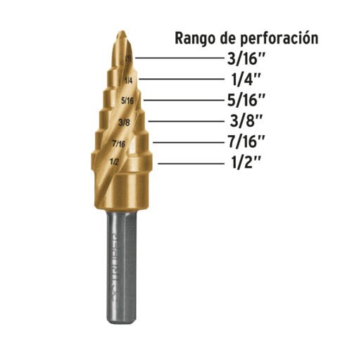 101550.2 101550 - Broca escalonada titanio 6 escalones 3/16" a 1/2", Expert