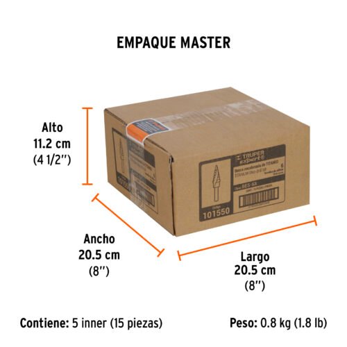 101550.5 101550 - Broca escalonada titanio 6 escalones 3/16" a 1/2", Expert