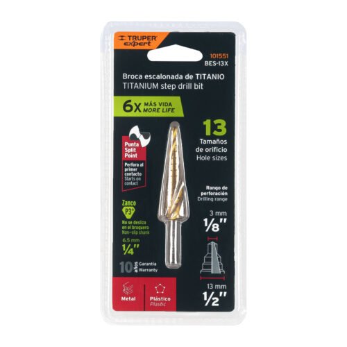 101551.6 101551 - Broca escalonada titanio 13 escalones 1/8" a 1/2", Expert