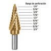 101552 - Broca escalonada titanio 9 escalones 1/4" a 3/4", Expert