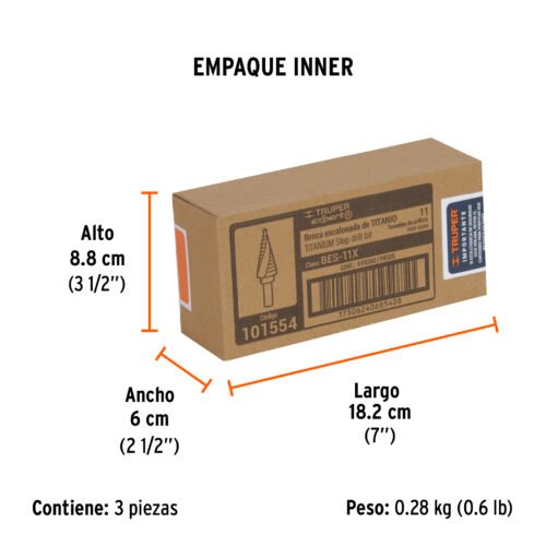 101554.4 101554 - Broca escalonada titanio 11 escalones 1/4" a 7/8", Expert