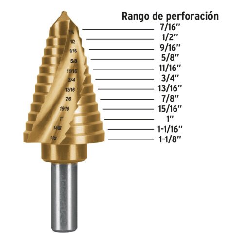 101555 - Broca escalonada titanio 12 escalones 7/16" a 1-1/8", Expert